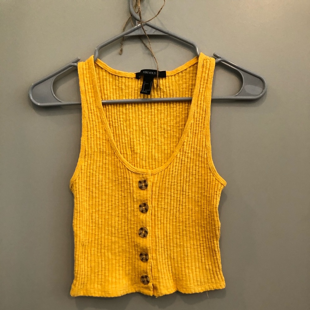 Yellow button up tank top